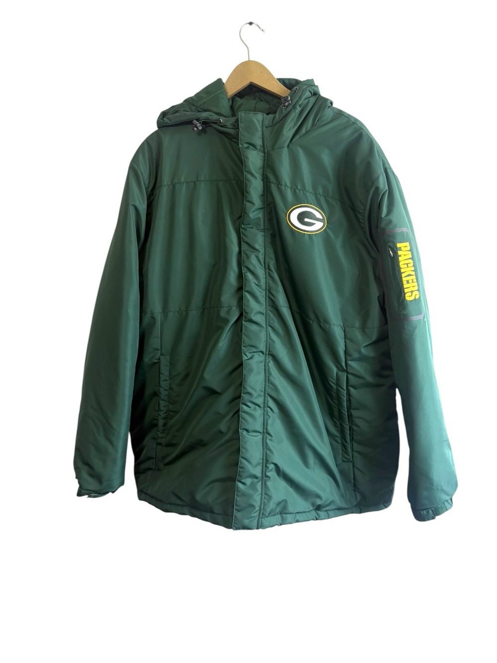 NFL Green Bay Packers Size XXL Green Quilted Lined Jacket Heavyweight Football